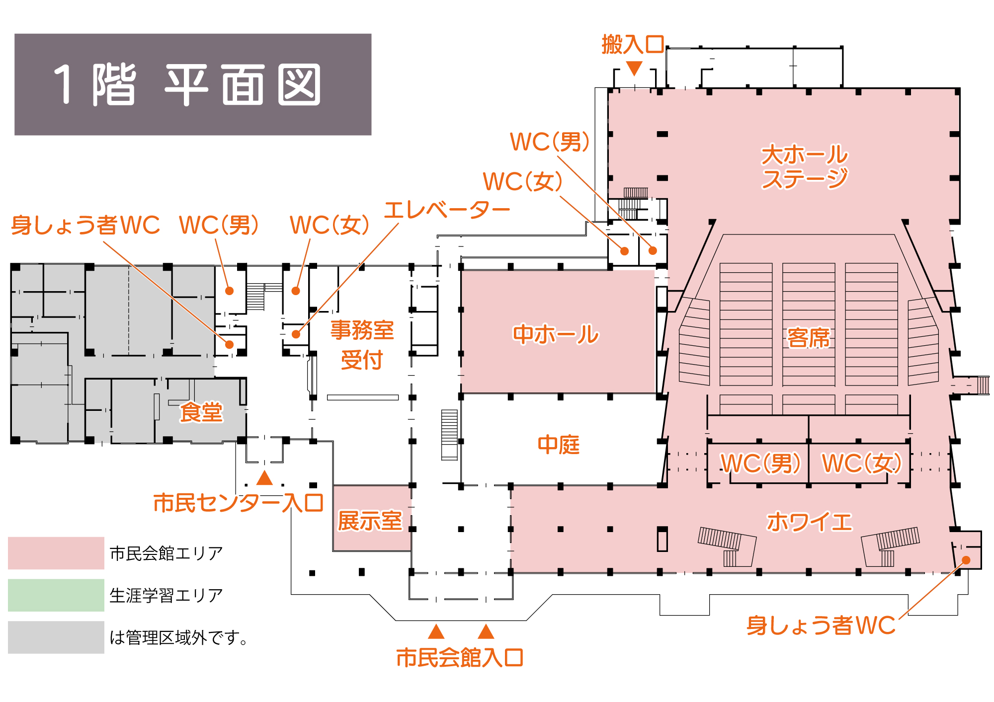 大田市民会館１階平面図